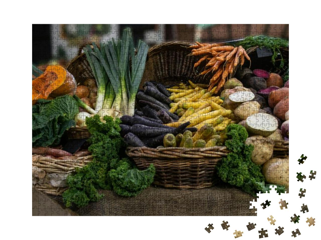 Fresh Harvest Vegetables in London's Borough Market, Uk... Jigsaw Puzzle with 1000 pieces