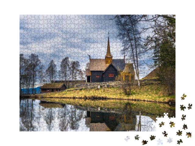 Garmo Stave Church in Lillehammer, Norway... Jigsaw Puzzle with 1000 pieces