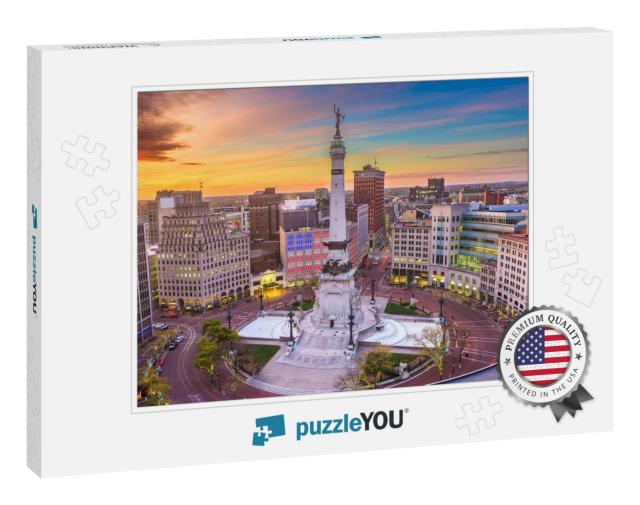 Indianapolis, Indiana, USA Downtown Cityscape & Monument C... Jigsaw Puzzle