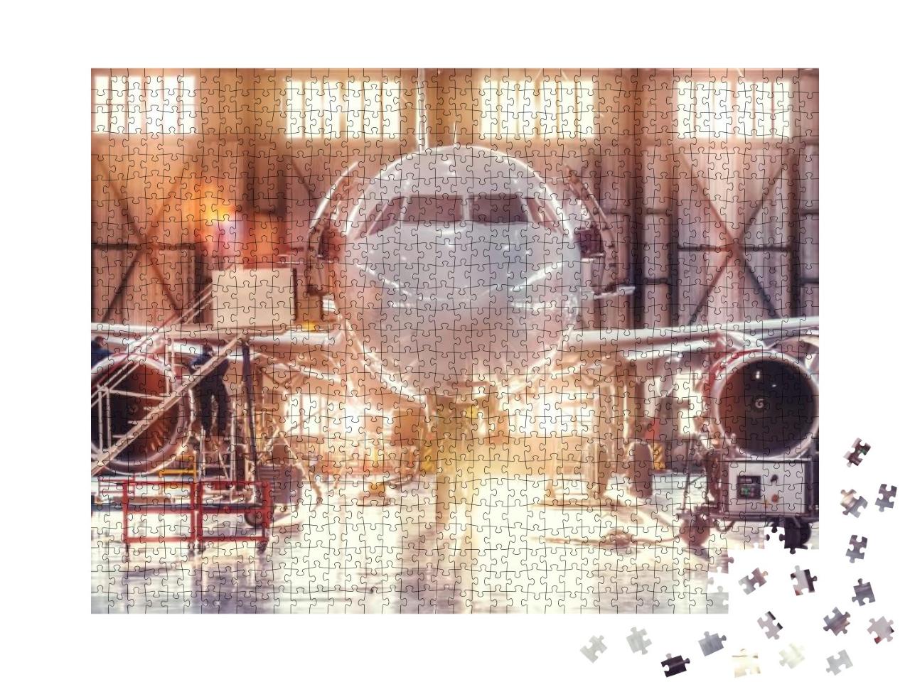 Airplane Under Repair in the Aerospace Hangar in the Back... Jigsaw Puzzle with 1000 pieces