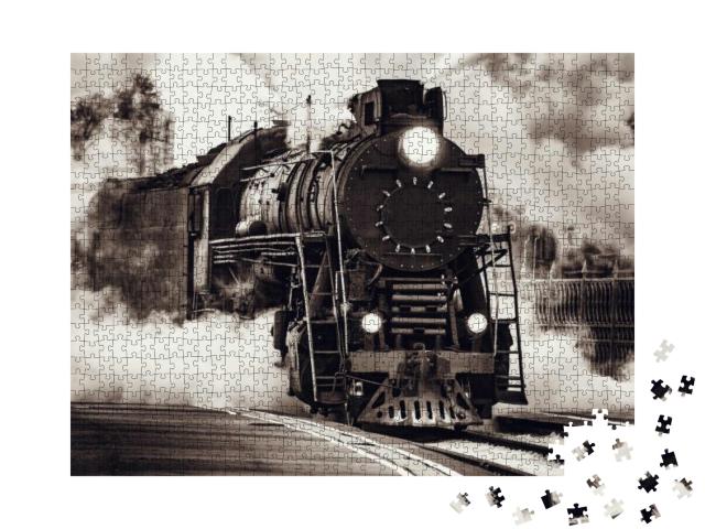 Steam Train Departs from Riga Railway Station. Moscow. Ru... Jigsaw Puzzle with 1000 pieces