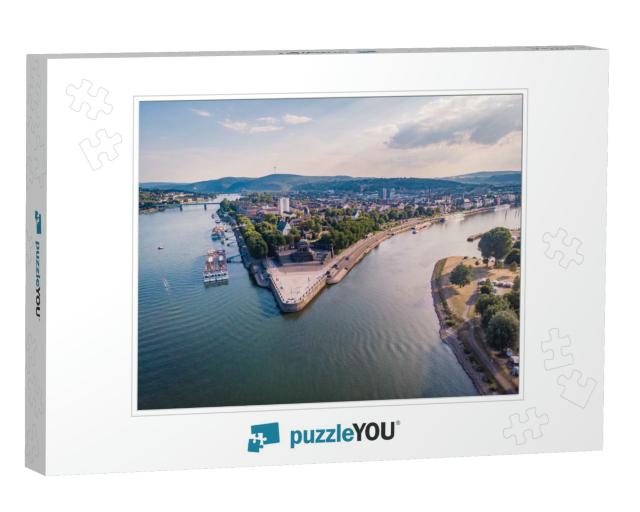 Panoramic View from the Sky, Drone View At the River Rhei... Jigsaw Puzzle