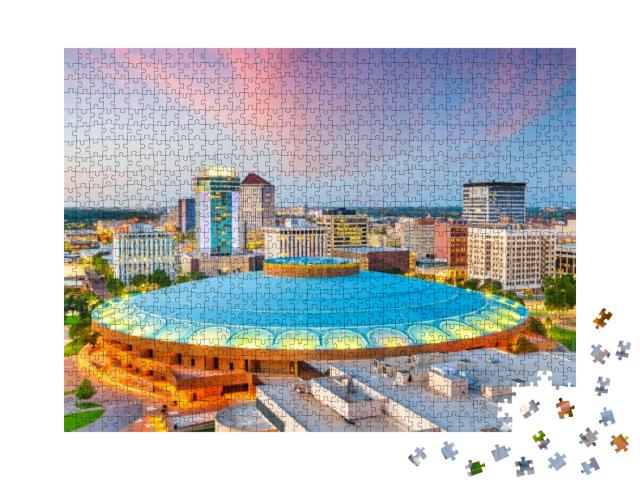 Wichita, Kansas, USA Downtown City Skyline At Dusk... Jigsaw Puzzle with 1000 pieces
