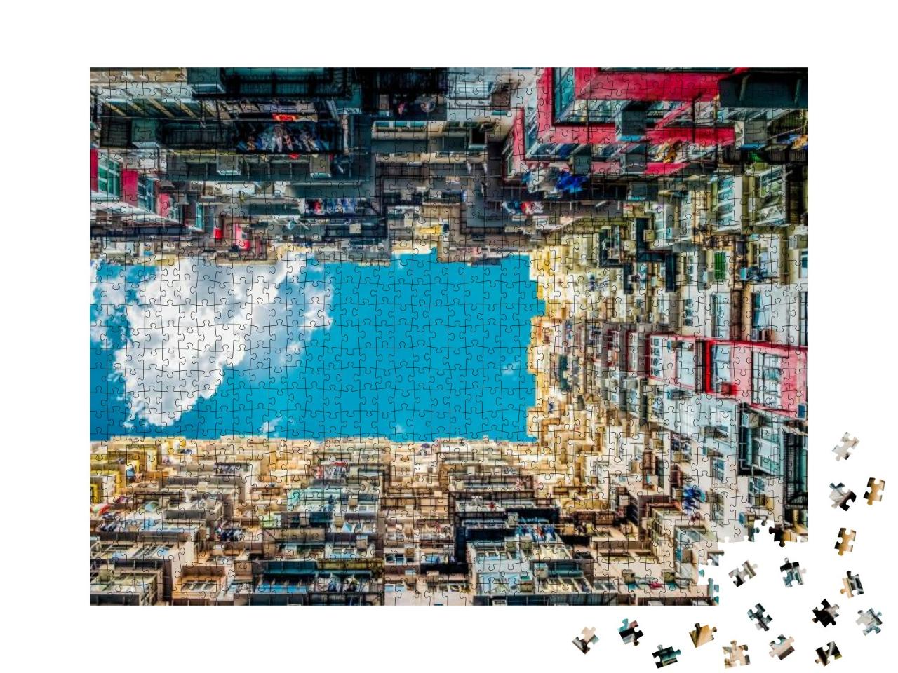 Looking Up At Old Building to Sky in Perspective View... Jigsaw Puzzle with 1000 pieces