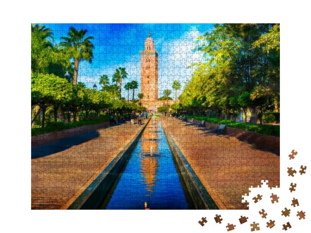 Koutoubia Mosque Minaret At Medina Quarter of Marrakesh... Jigsaw Puzzle with 1000 pieces