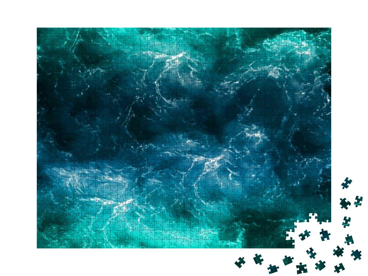 Ocean Wave Seamless Pattern. Deep Blue Abstract Backgroun... Jigsaw Puzzle with 1000 pieces