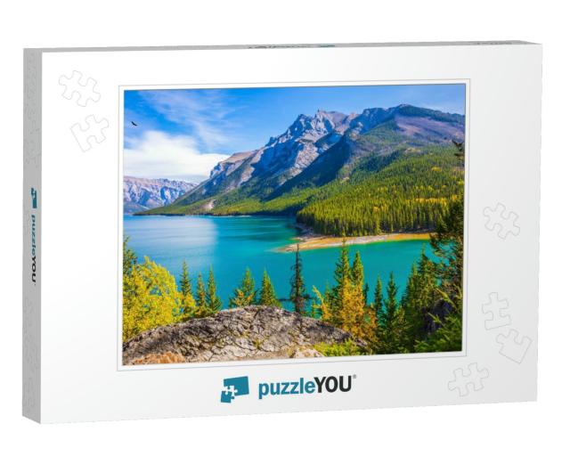 The Lake with Turquoise Water is Surrounded by Coniferous... Jigsaw Puzzle