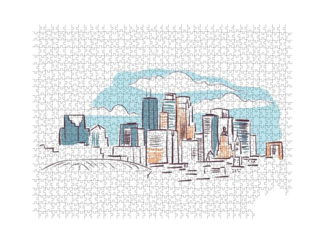 Minneapolis Minnesota USA America Vector Sketch City Illus... Jigsaw Puzzle with 1000 pieces