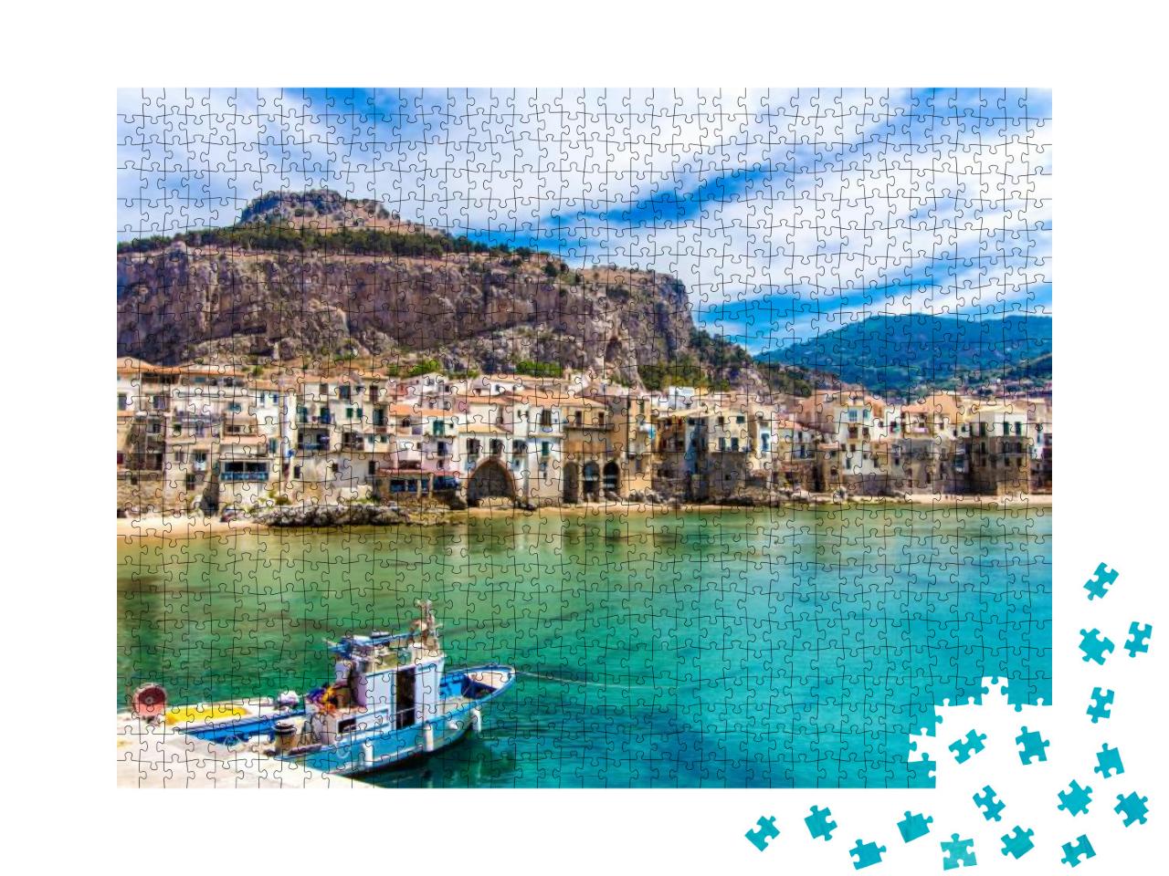 Beautiful View of Cefalu, Little Town on the Sea in Sicil... Jigsaw Puzzle with 1000 pieces