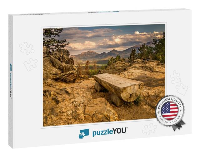 Park Bench in Rocky Mountain National Park, Colorado... Jigsaw Puzzle