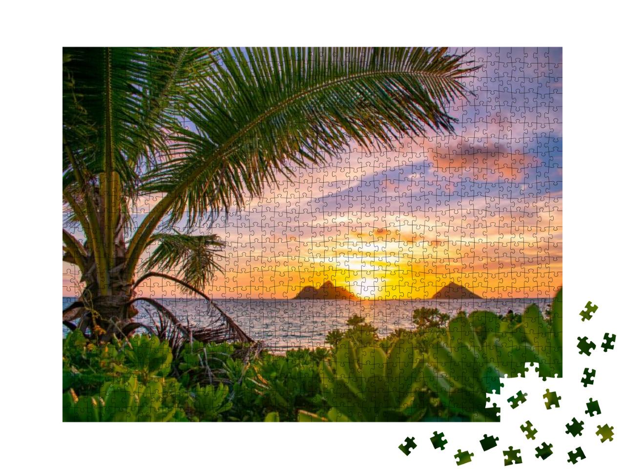 A Gorgeous Tropical Sunrise Over Lanikai Beach in Kailua... Jigsaw Puzzle with 1000 pieces