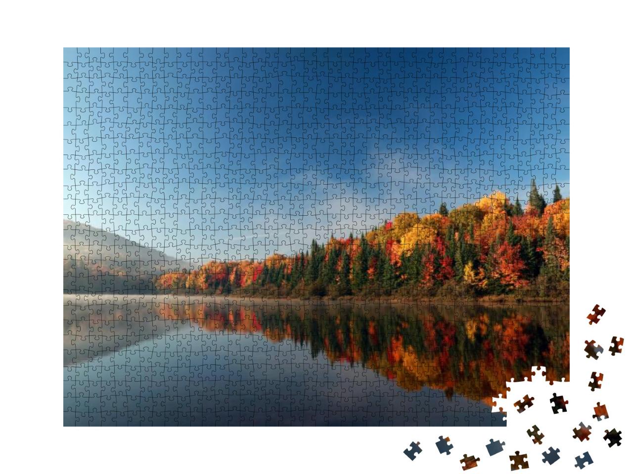 Autumn Forest Reflected in Water. Colorful Autumn Morning... Jigsaw Puzzle with 1000 pieces