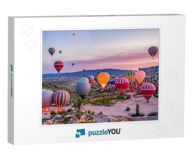 Colorful Hot Air Balloons Before Launch in Goreme Nationa... Jigsaw Puzzle