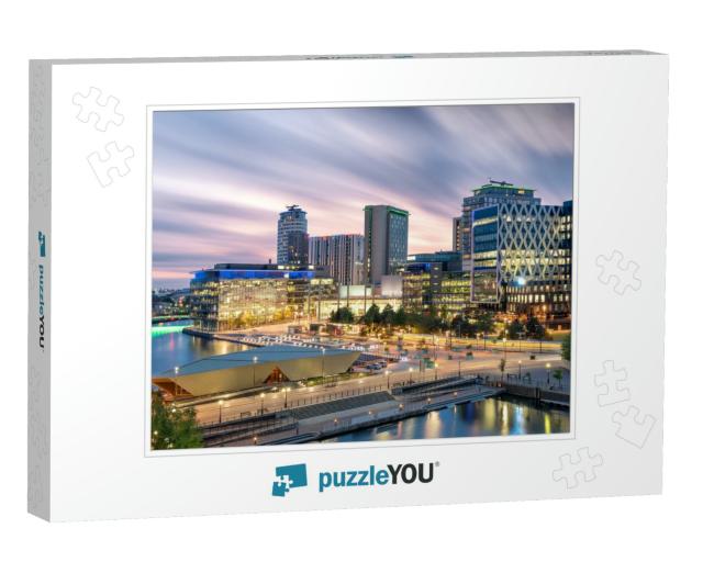 Beautiful Sky Over Media City, Salford Quays, Manchester... Jigsaw Puzzle