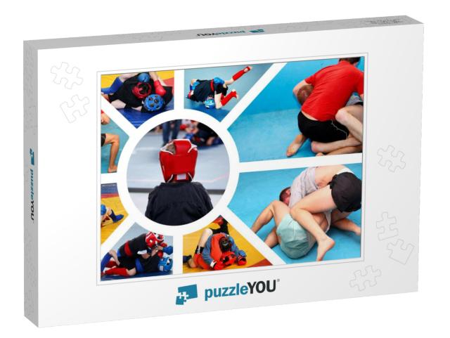 Creative Sport Collage About Wrestling Competitions & Tra... Jigsaw Puzzle