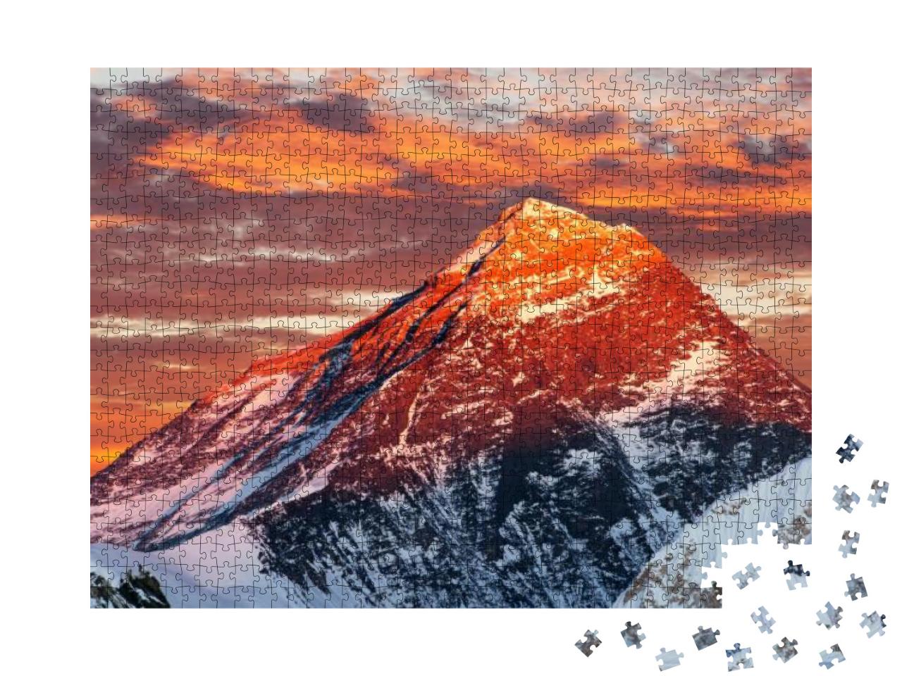 Evening Colored View of Mount Everest from Gokyo Ri, Khum... Jigsaw Puzzle with 1000 pieces