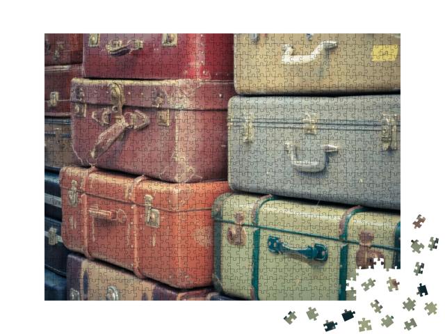 Old Vintage Bag Suitcases, Vintage Old Classic Travel Lea... Jigsaw Puzzle with 1000 pieces