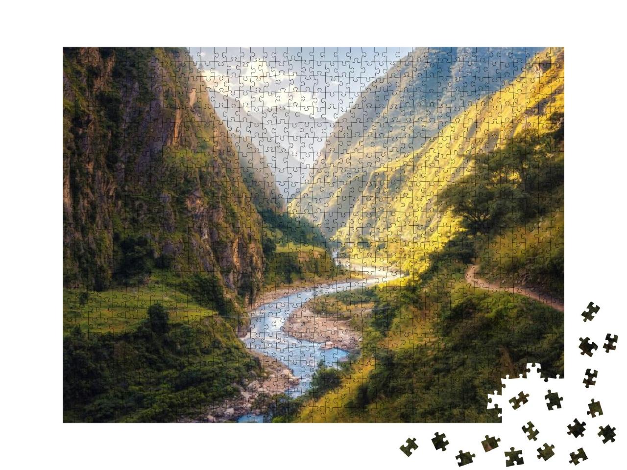 Colorful Landscape with High Himalayan Mountains, Beautif... Jigsaw Puzzle with 1000 pieces
