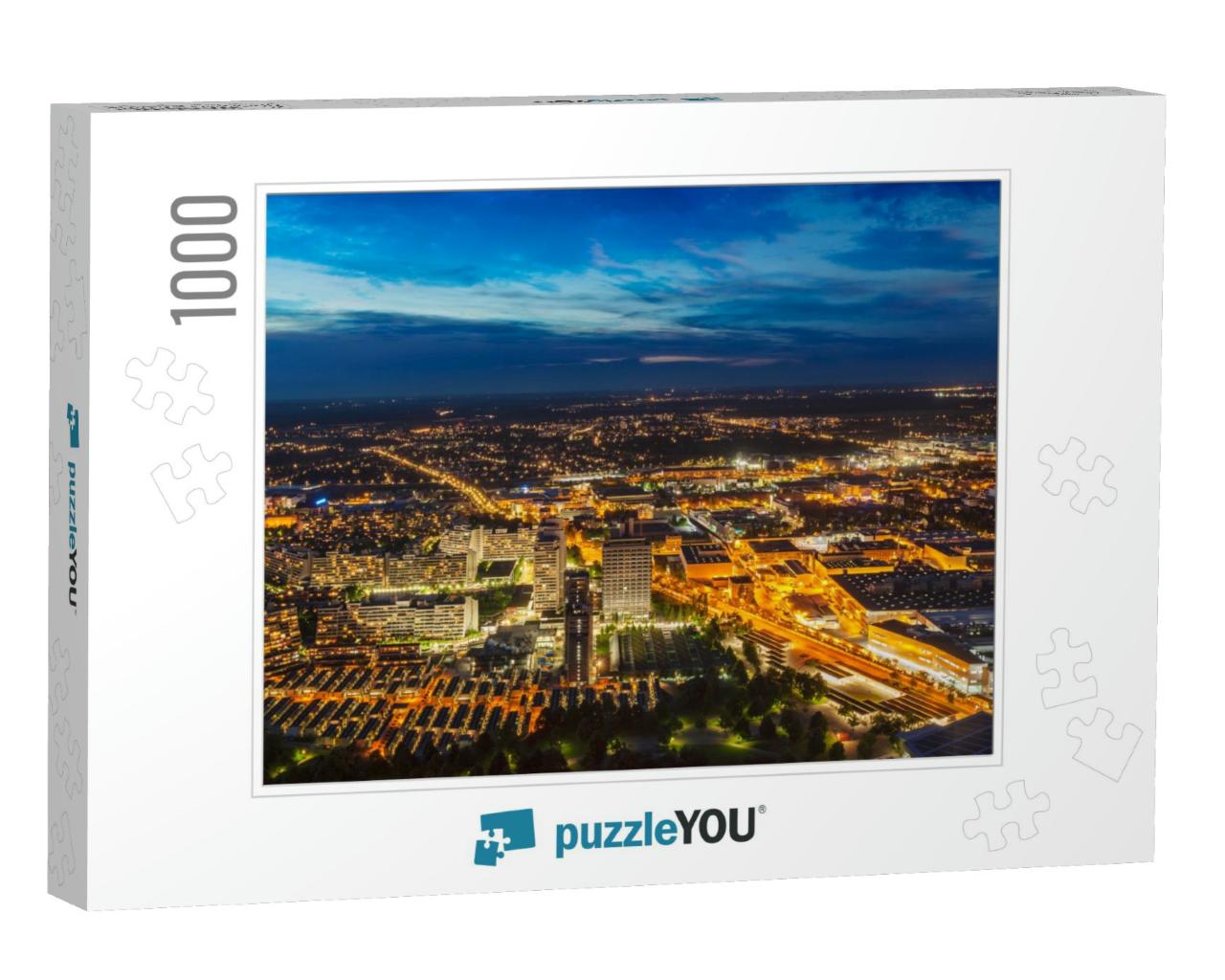 Night Aerial View of Munich from Olympiaturm Olympic Towe... Jigsaw Puzzle with 1000 pieces