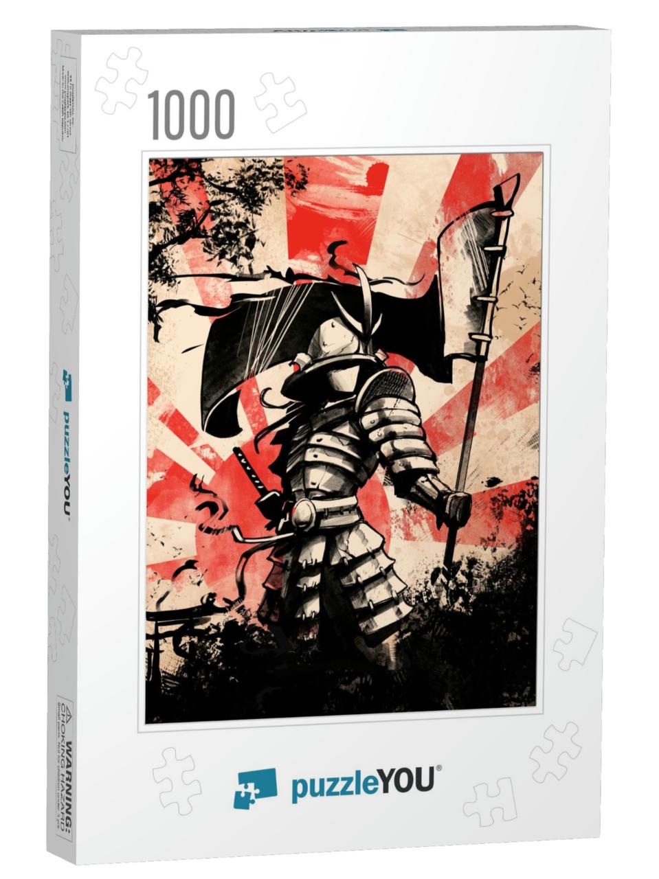 Japanese Samurai Soldier with Flag... Jigsaw Puzzle with 1000 pieces