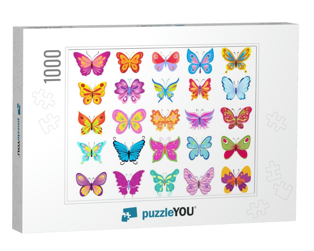 Set of Cartoon Butterflies. Vector... Jigsaw Puzzle with 1000 pieces