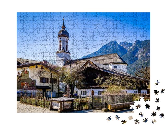 Famous Old Town with Historic Buildings in Garmisch-Parte... Jigsaw Puzzle with 1000 pieces