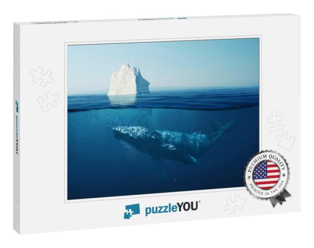 Iceberg in the Ocean Under Water with a Whale. Wild Life... Jigsaw Puzzle