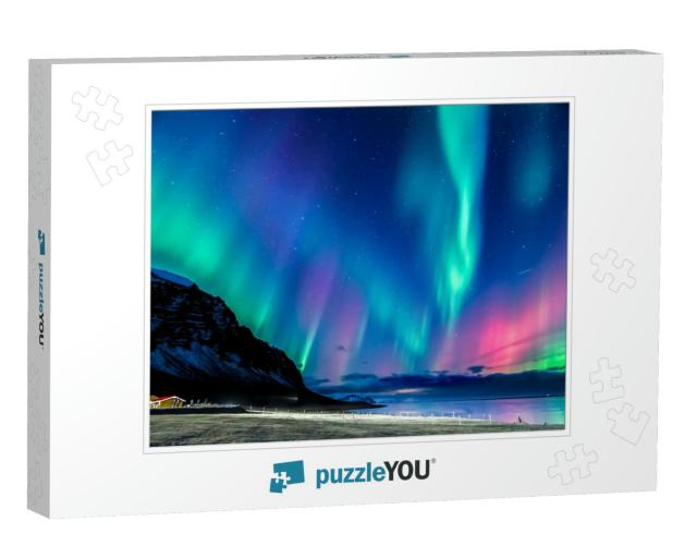 Colorful Northern Light in Iceland... Jigsaw Puzzle