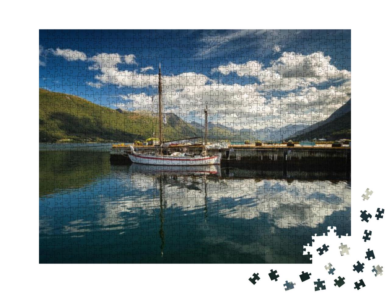 Harbor in Andalsnes, Norwegian Summer, Beautiful Reflecti... Jigsaw Puzzle with 1000 pieces
