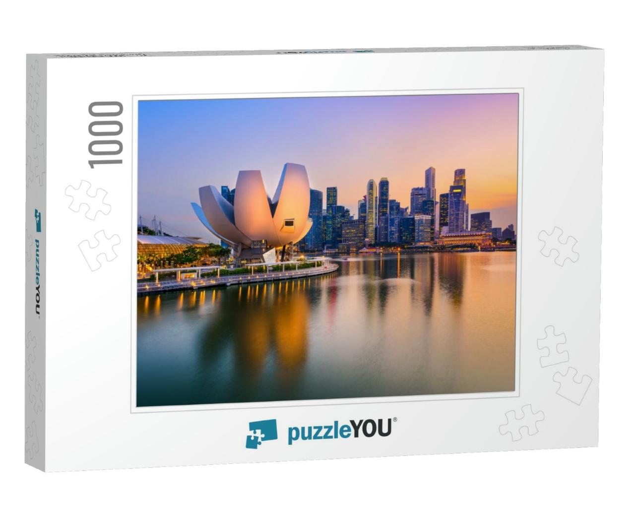 Singapore Skyline At the Marina During Twilight... Jigsaw Puzzle with 1000 pieces