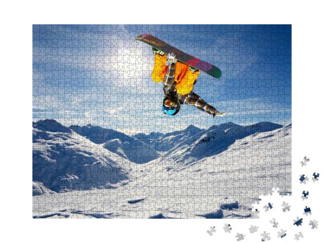 Snowboarder in Fly... Jigsaw Puzzle with 1000 pieces