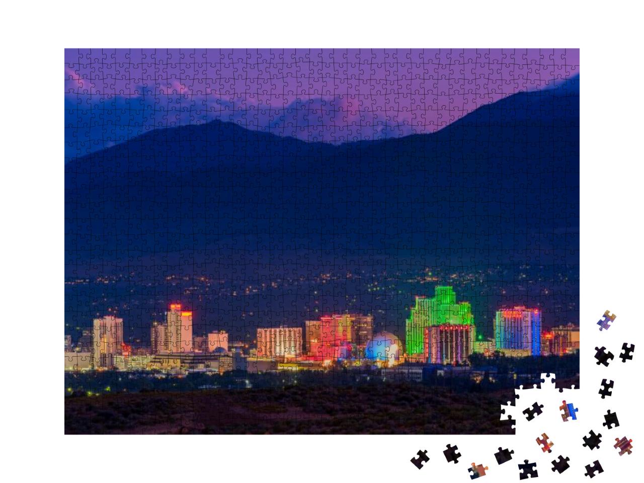 Skyline of Reno Nevada USA At Dusk... Jigsaw Puzzle with 1000 pieces
