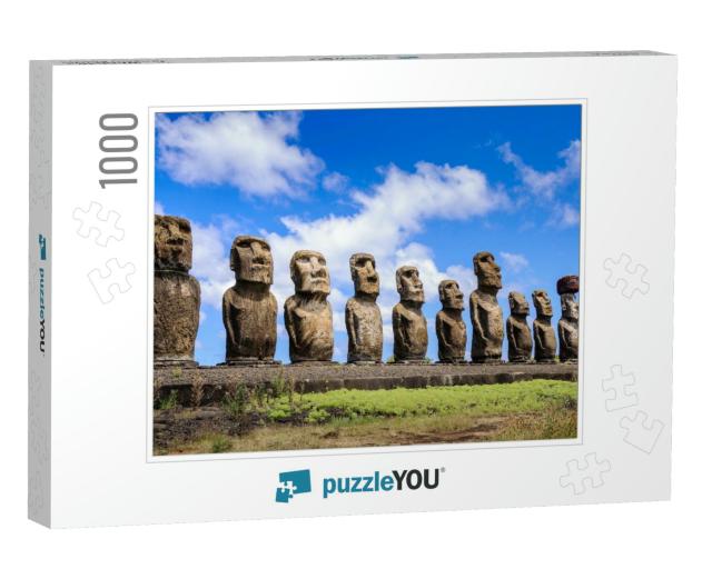 Moais of Ahu Tongariki, Easter Island, Chile... Jigsaw Puzzle with 1000 pieces