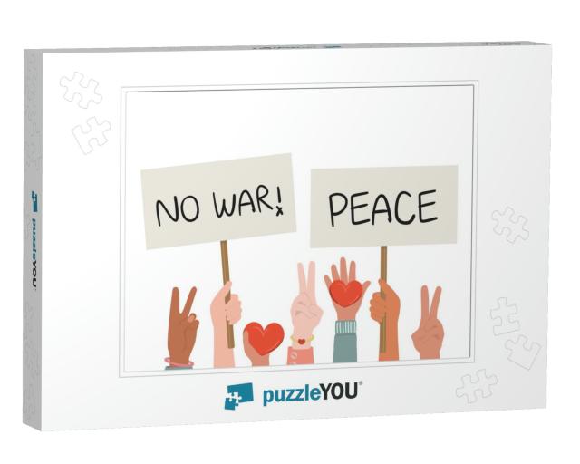 Day of Peace Background. People Concept. Against War, Vio... Jigsaw Puzzle