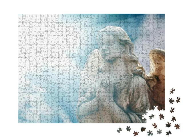 Antique Statue of Wonderful Angel in the Rays of Light... Jigsaw Puzzle with 1000 pieces