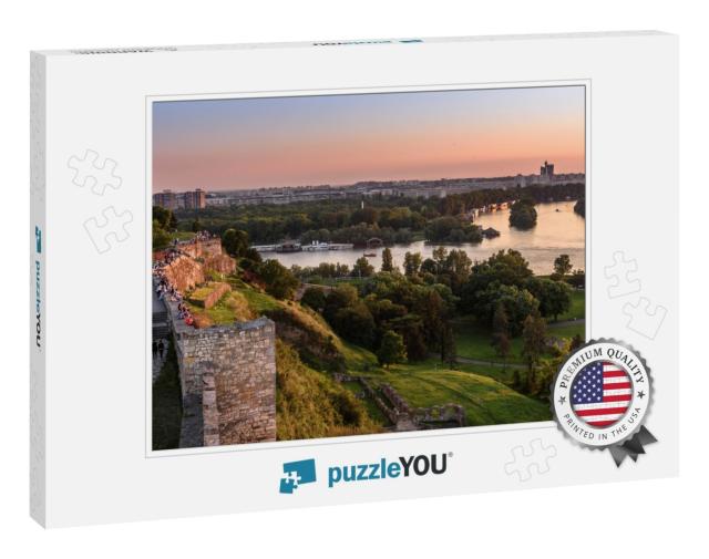 Sunset View from Belgrade Tower Kalemegdan on Sava River... Jigsaw Puzzle