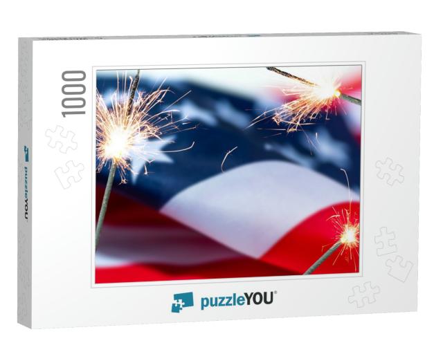 July 4 Independence Day Patriotic Symbols Usa. Nat... Jigsaw Puzzle with 1000 pieces