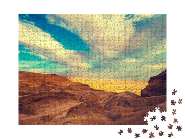 View from Masada At Valley in Judaean Desert in Early Mor... Jigsaw Puzzle with 1000 pieces