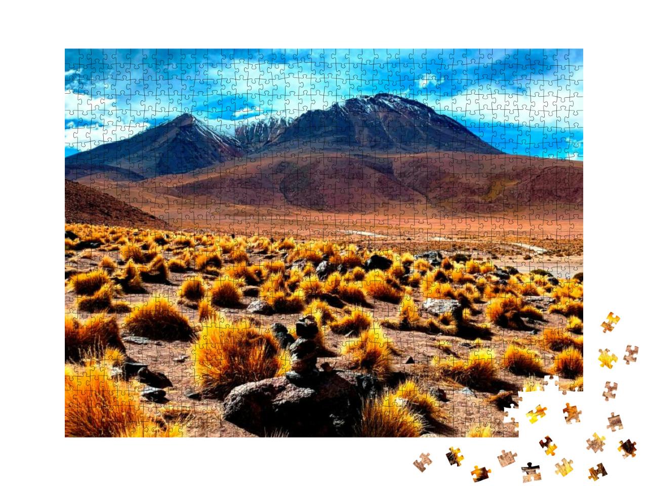 Scenic Wild Puna in Bolivia Highlands, Altiplano Plateau... Jigsaw Puzzle with 1000 pieces