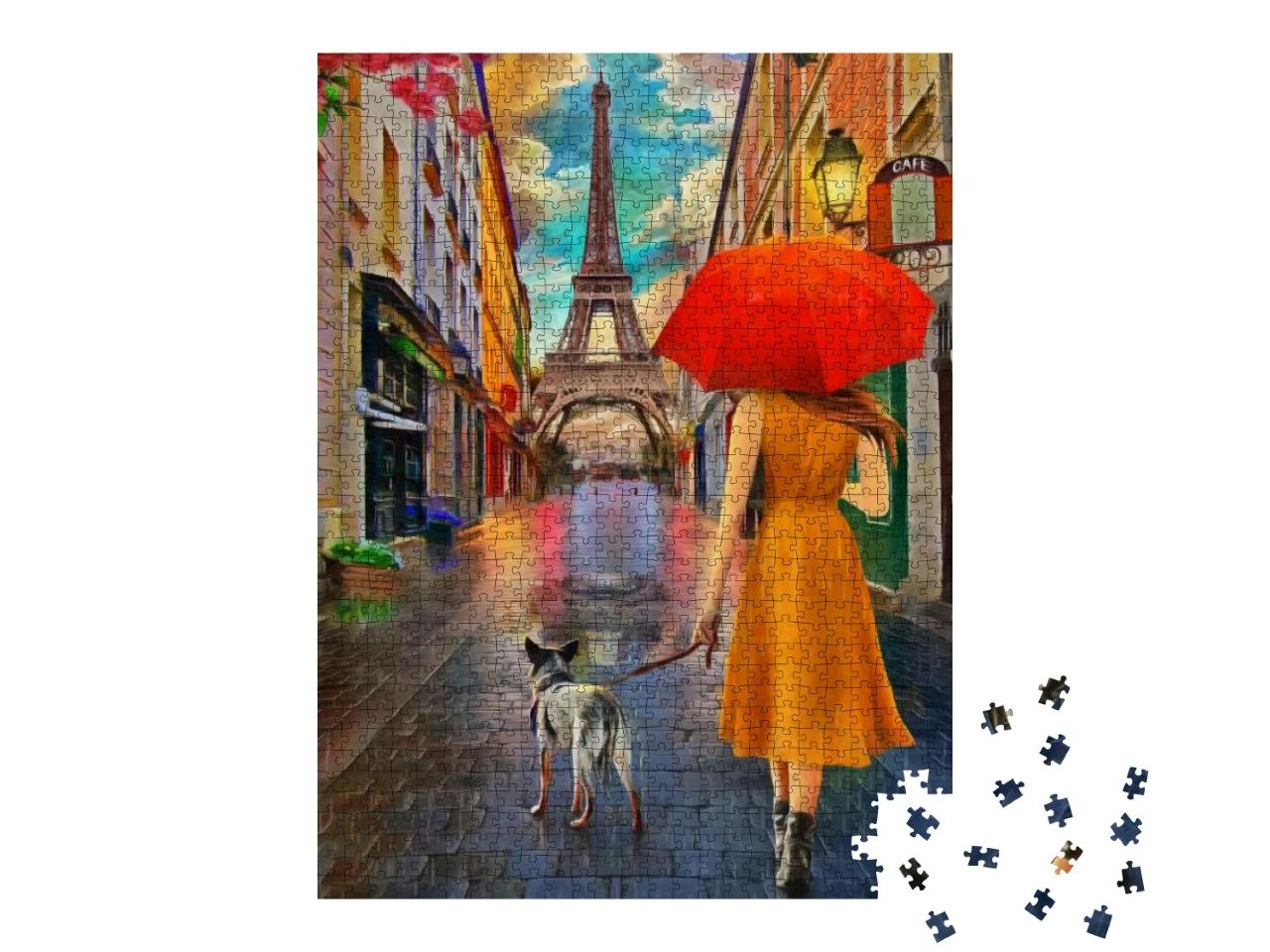 Oil Painting - Rainy Day Paris with Eiffel Tower. Collect... Jigsaw Puzzle with 1000 pieces