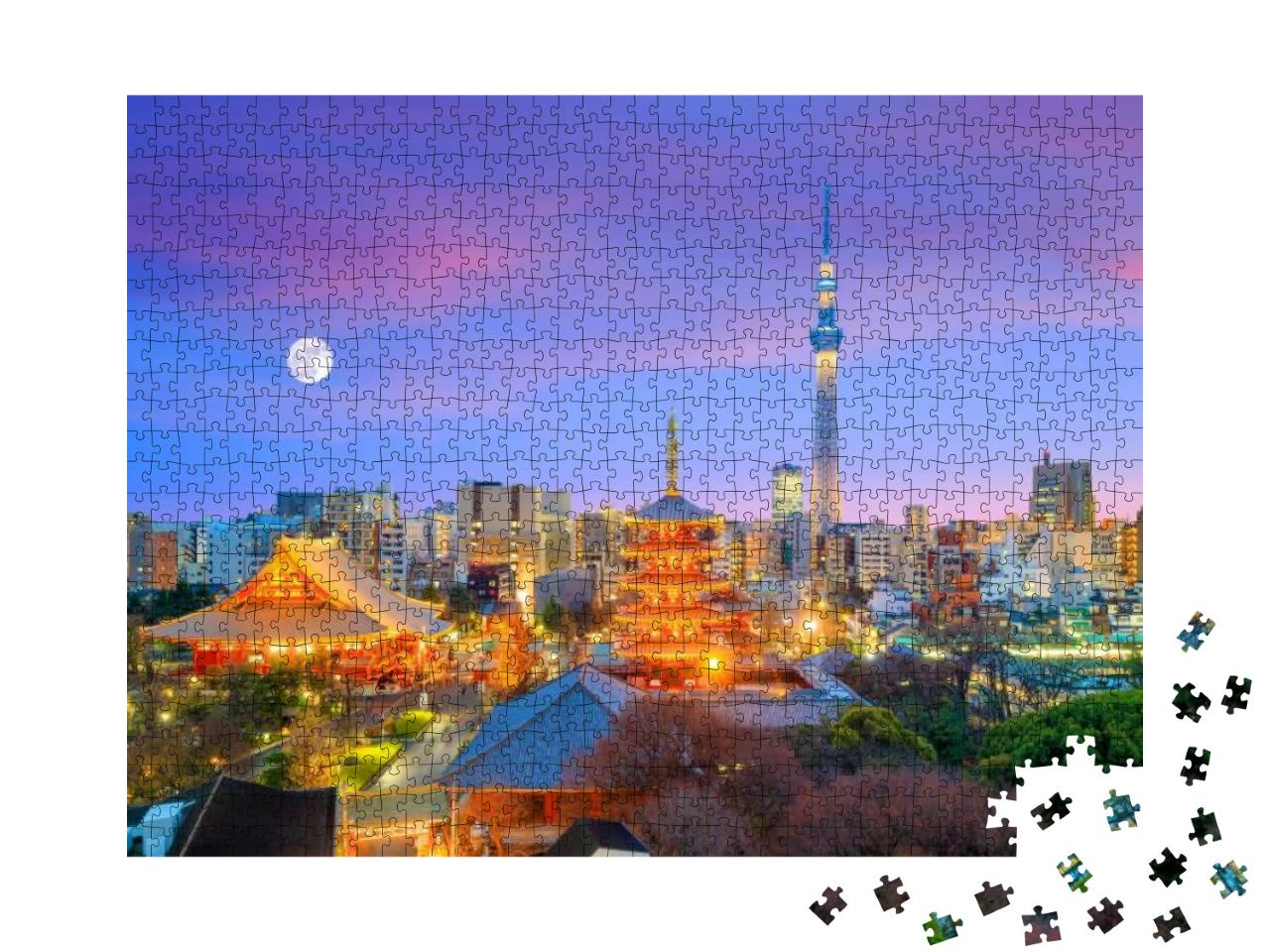 View of Tokyo Skyline with Senso-Ji Temple & Tokyo Skytre... Jigsaw Puzzle with 1000 pieces
