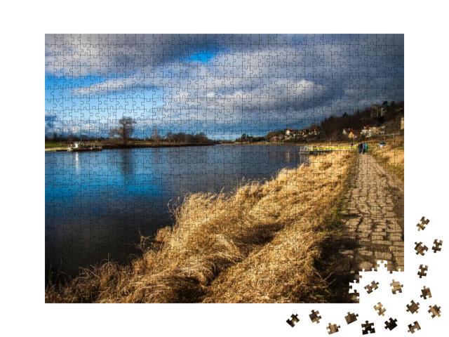 The River Elbe in the City of Dresden... Jigsaw Puzzle with 1000 pieces