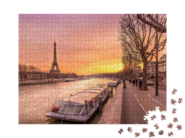 Boat Waiting for the Seine River Cruise in the Shed of th... Jigsaw Puzzle with 1000 pieces