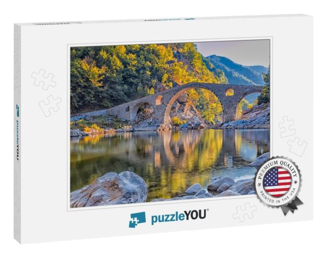 In Autumn Old Stone Bridge Near Ardino, Bulgaria... Jigsaw Puzzle