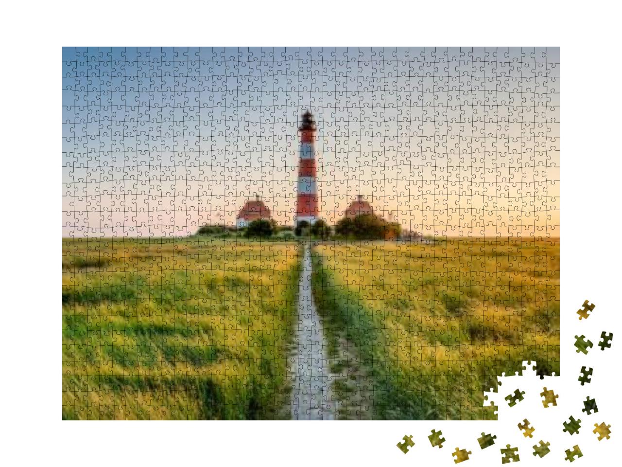 Panorama of the Westerheversand Lighthouse At Westerhever... Jigsaw Puzzle with 1000 pieces