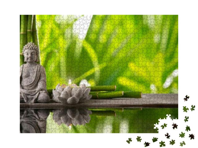 Buddha in Meditation with Burning Candle... Jigsaw Puzzle with 1000 pieces