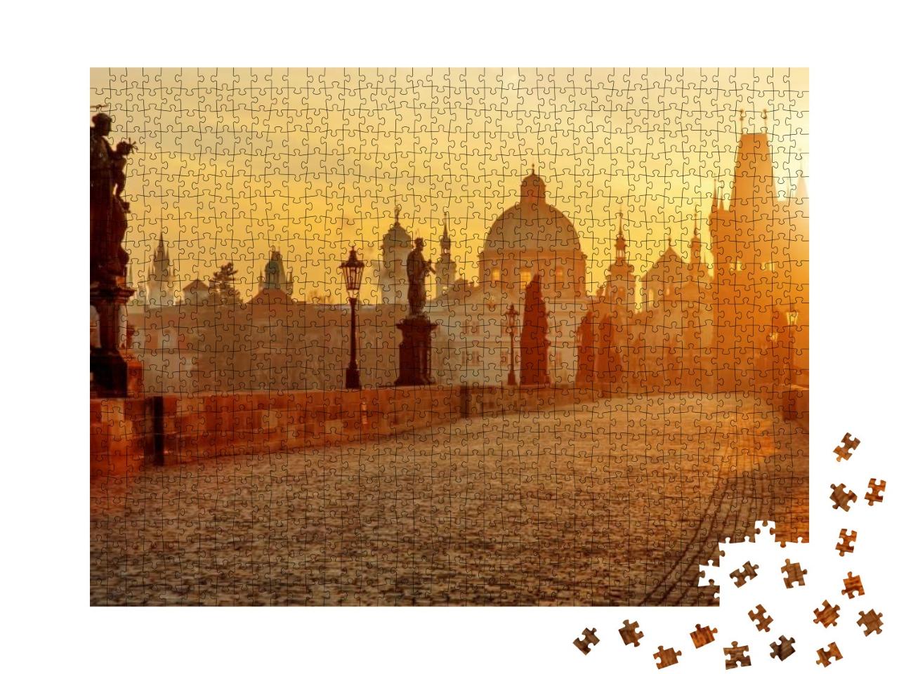 Charles Bridge Scenic View At Sunrise, Prague, Czech Repu... Jigsaw Puzzle with 1000 pieces