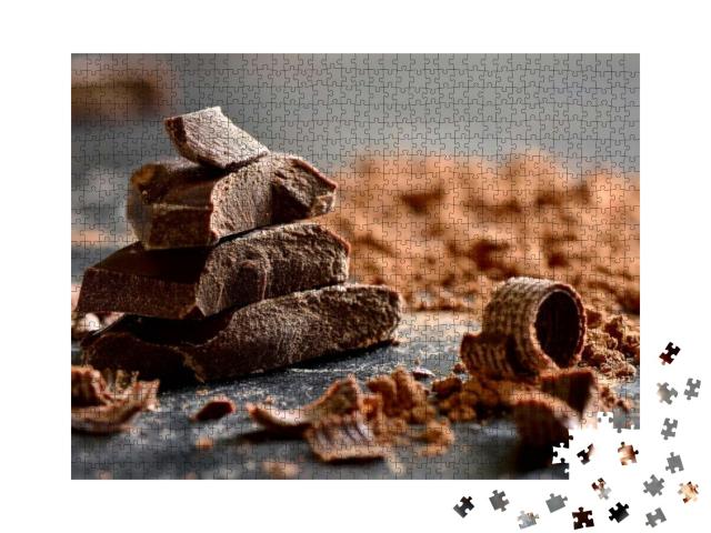 Dark Chocolate Stack, Chips & Powder... Jigsaw Puzzle with 1000 pieces