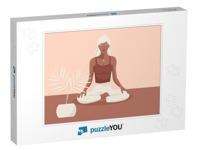 Woman Meditating. Concept for Yoga, Meditation... Jigsaw Puzzle