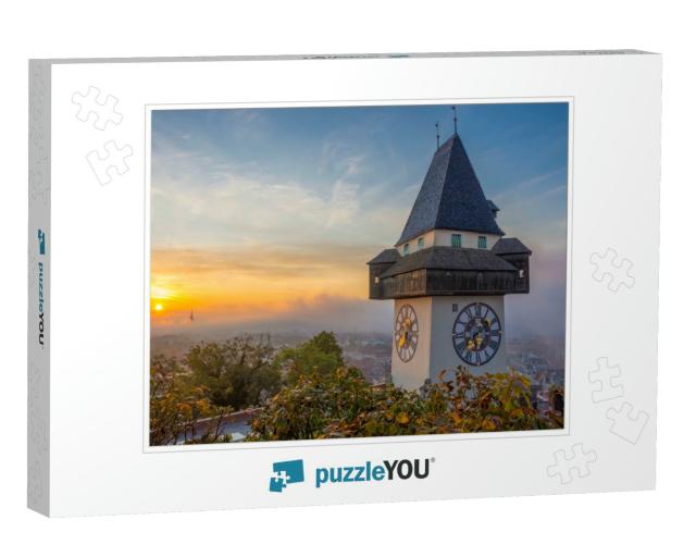 The Famous Clock Tower on Schlossberg Hill, in Graz, Styr... Jigsaw Puzzle